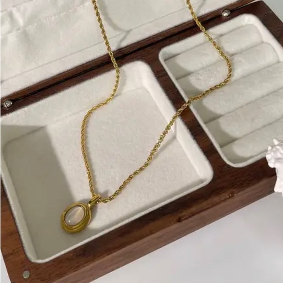 Vermeil Moonstone Necklace pendant necklace stainless steel - Picture 4 of 9